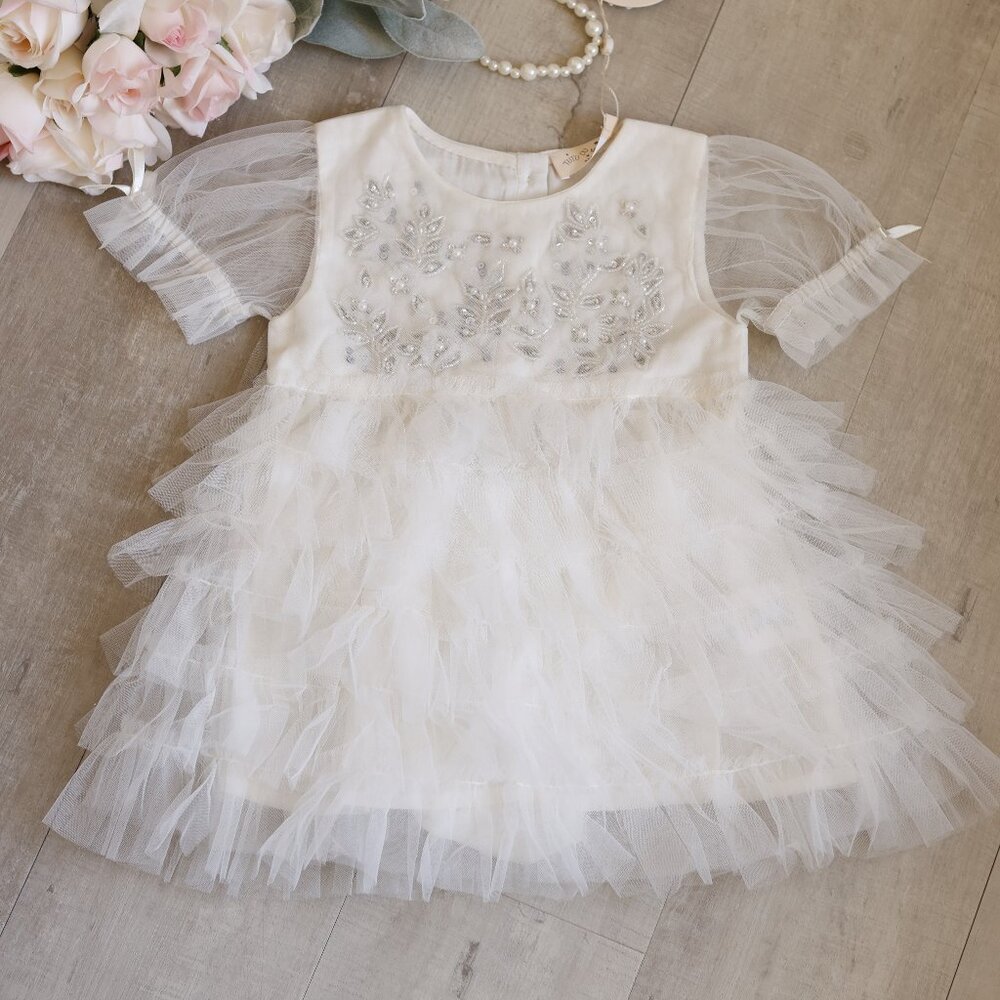 Tutu Du Monde Bebe Winter Lily Tutu Dress Milk White Party Flower Girl Portrait